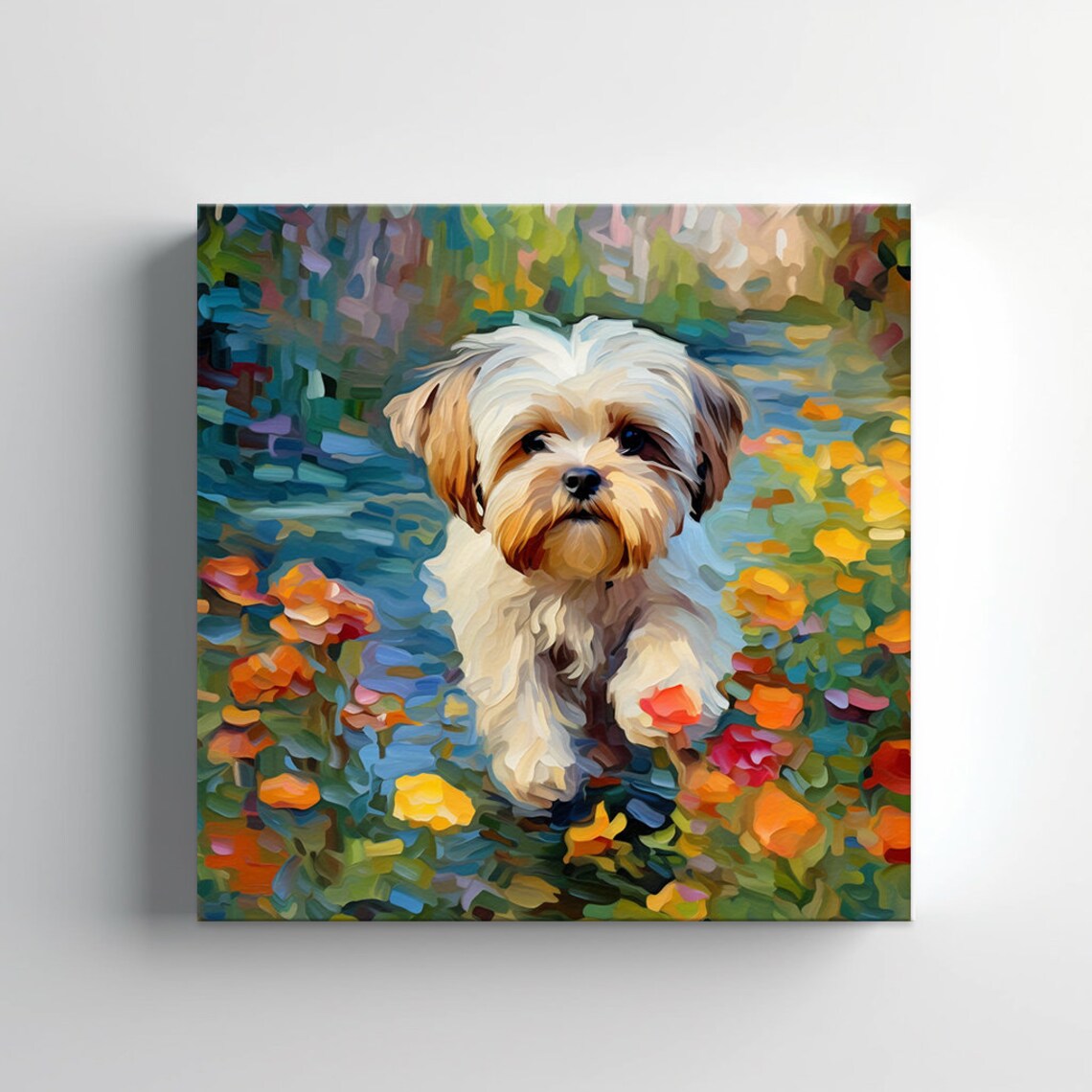 Shih Tzu Puppy In Colorful Flower Garden Cute Dog Portrait Poster - Image 3