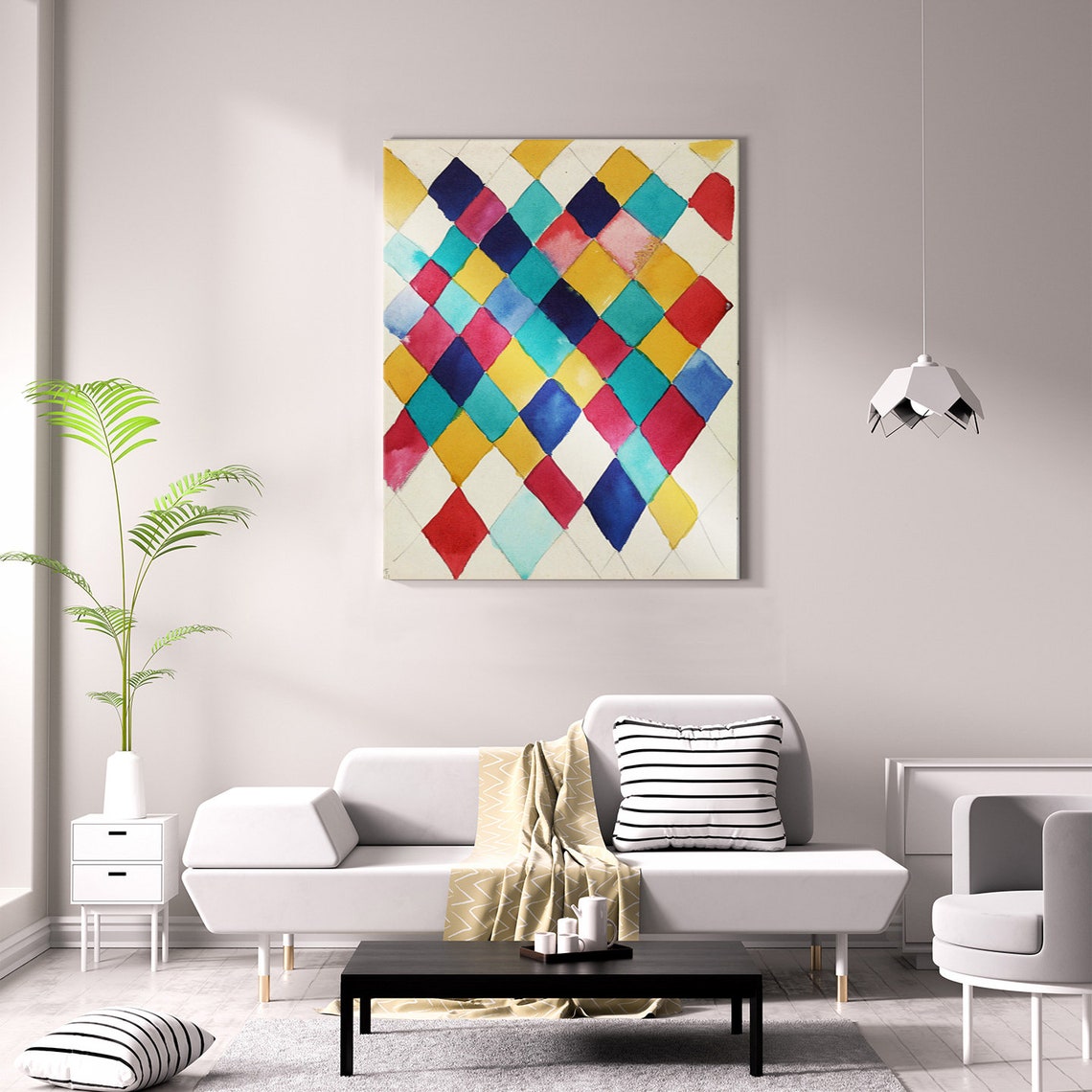 Wassily Kandinsky Farbstudie Mit Rauten 1913 Classic Design Abstract Decor Reproduction Print Wall Art - Image 2