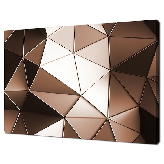 Brown Abstract Crystals Geometric Polygonal Modern Print Wall Art Picture