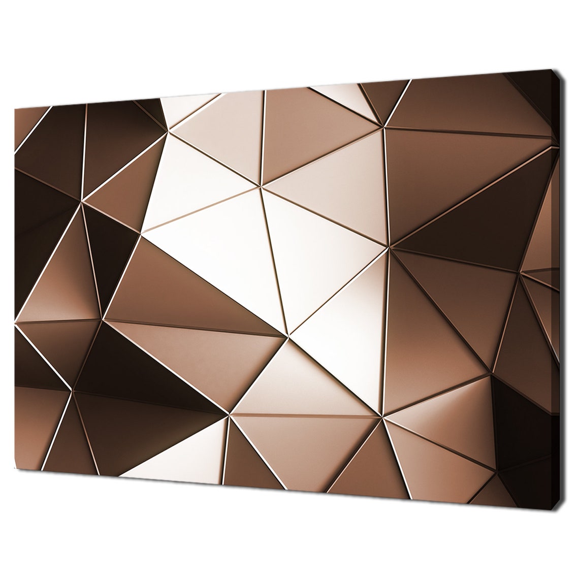 Copper Bronze Geometric Triangles Polygonal 3D Modern Wall Art Poster