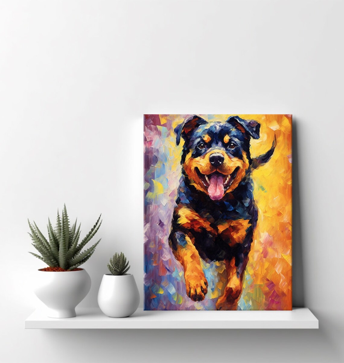 Rottweiler Dog Animal Print Gift For Rottweiler Dog Lover Colourful Dog Portrait Painting Print Pet Wall Art Dog Wall Decor