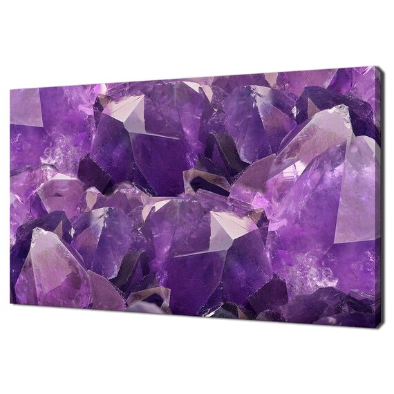 Beautiful Lilac Amethyst Crystals Gems Modern Design Decor Print Wall Art Picture