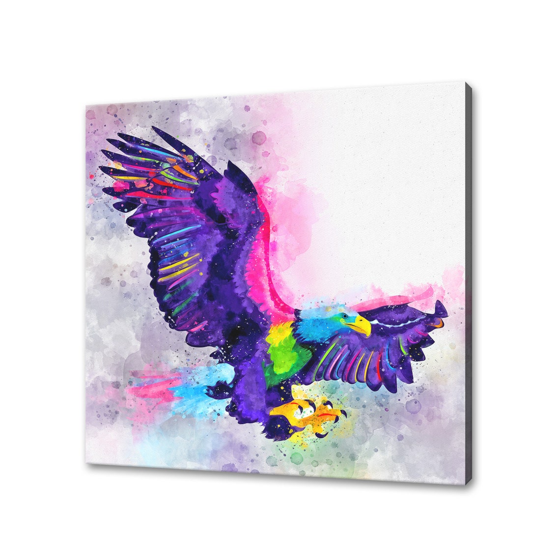 Soaring Eagle in Purple Pink Watercolour Abstract Bird Poster