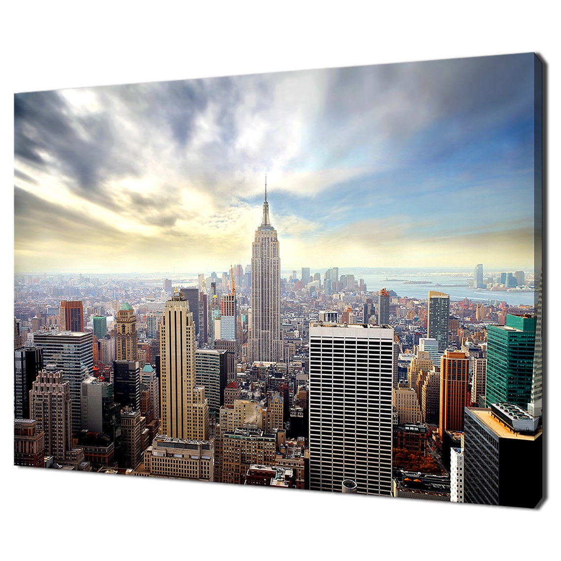 Manhattan Empire State Aerial View Colorful Sky Urban Panorama Poster
