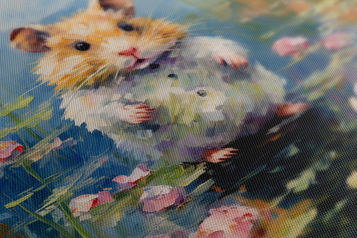 Cute Hamster Water Lily Pond Impressionist Kids Animal Art Print - Image 4