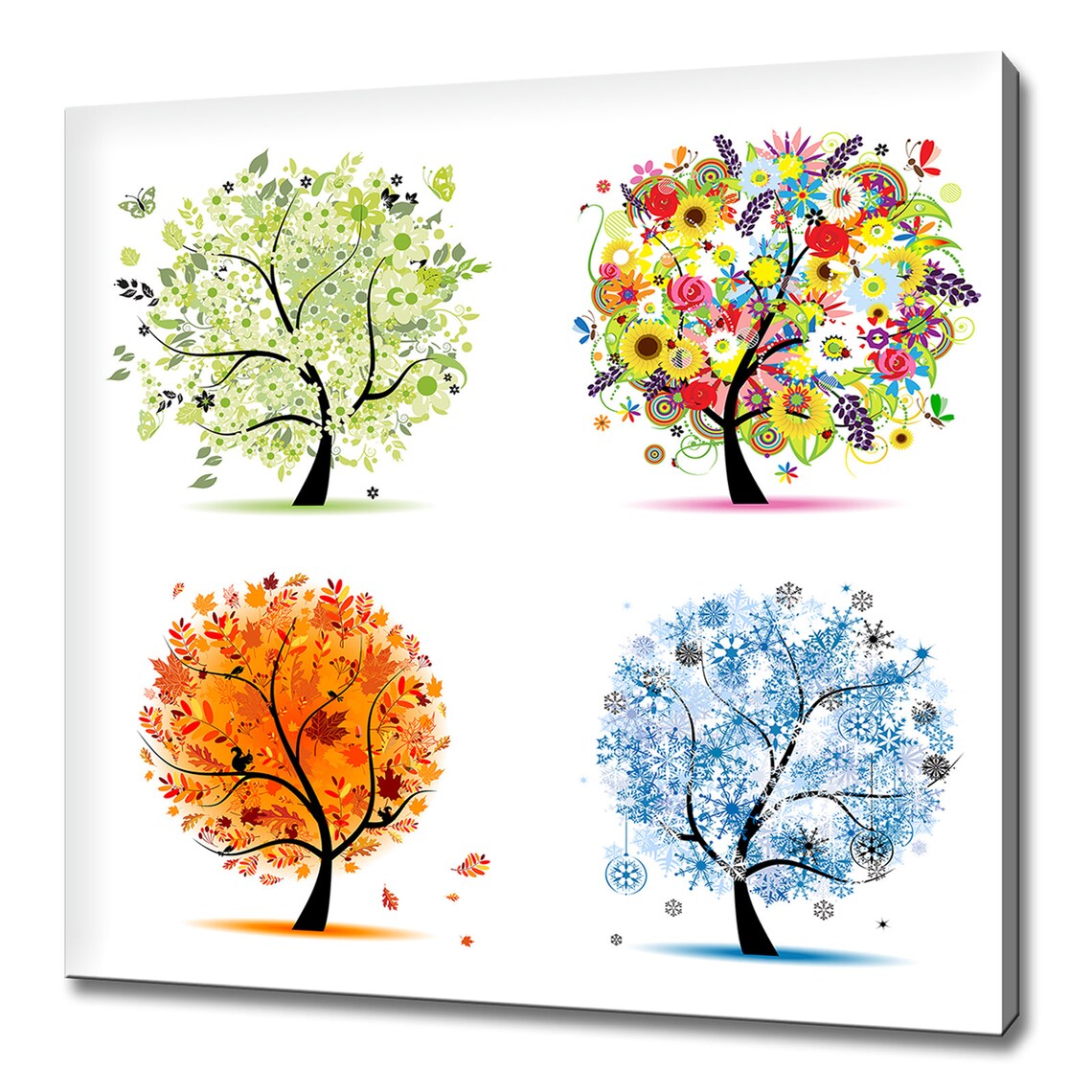 Four Seasons Abstract Trees Modern Wall Art Print