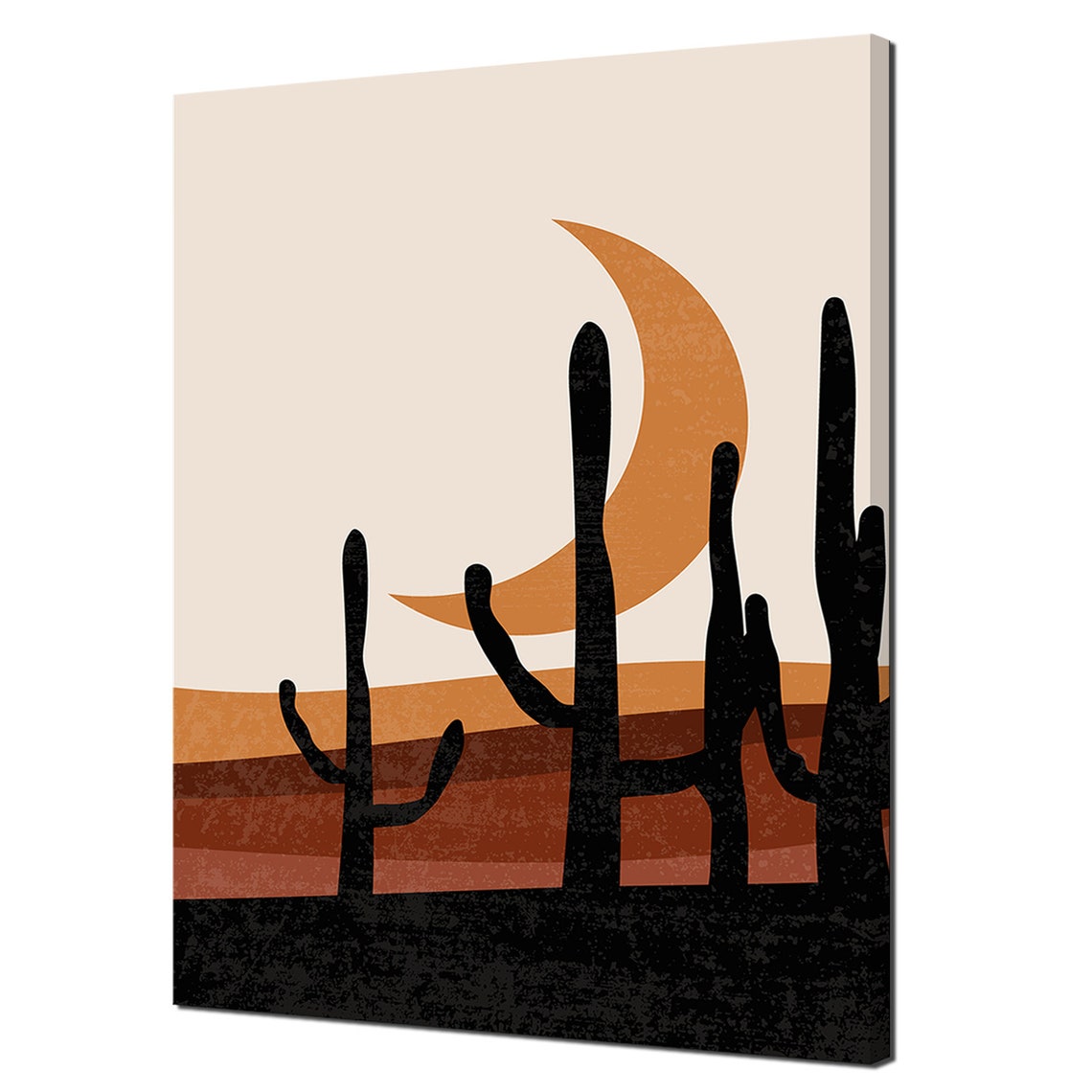 Desert Moon Cactus Silhouette Abstract Sunset Minimalist Nature Poster