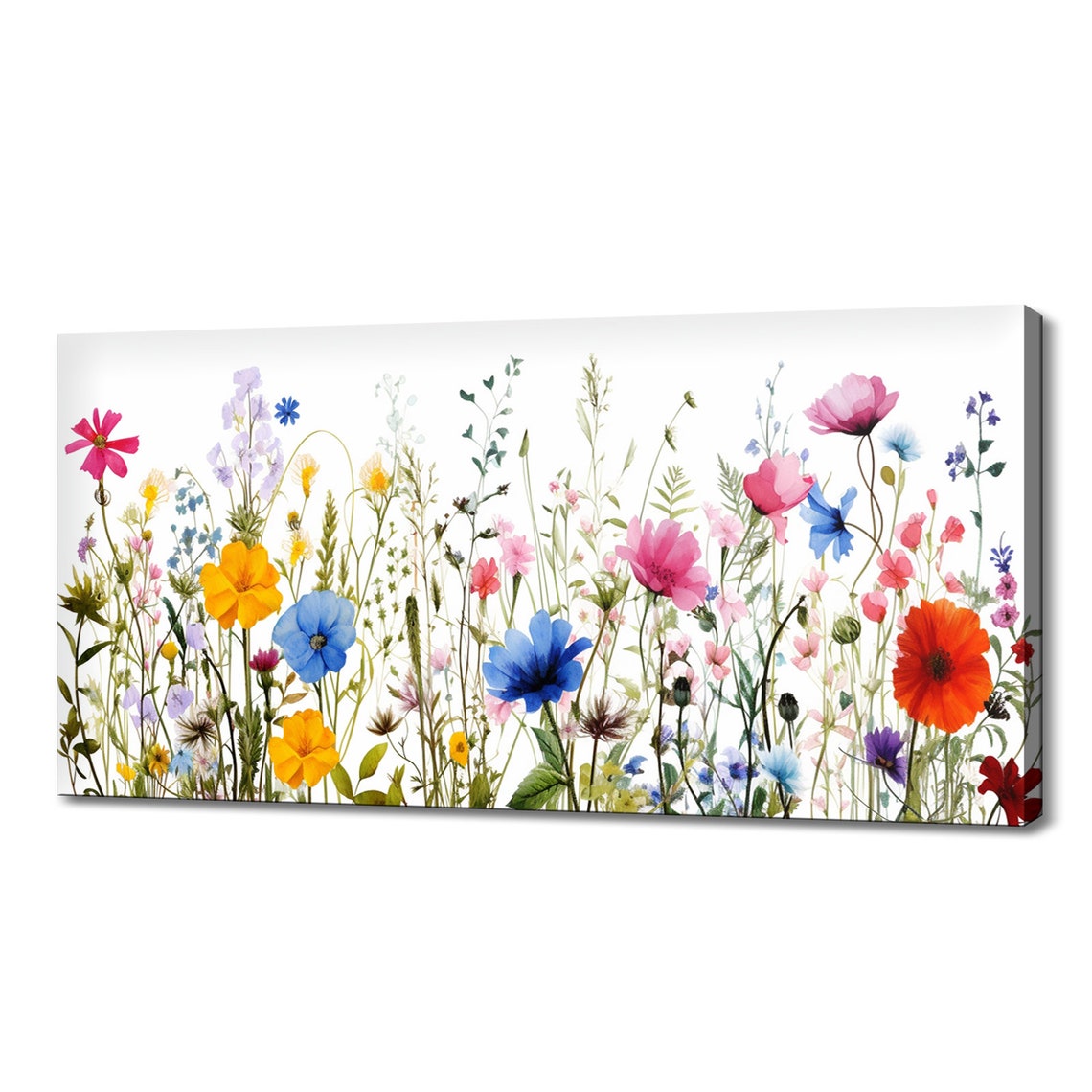 Spring Wildflowers Watercolor Bouquet Bright Botanical Art Poster