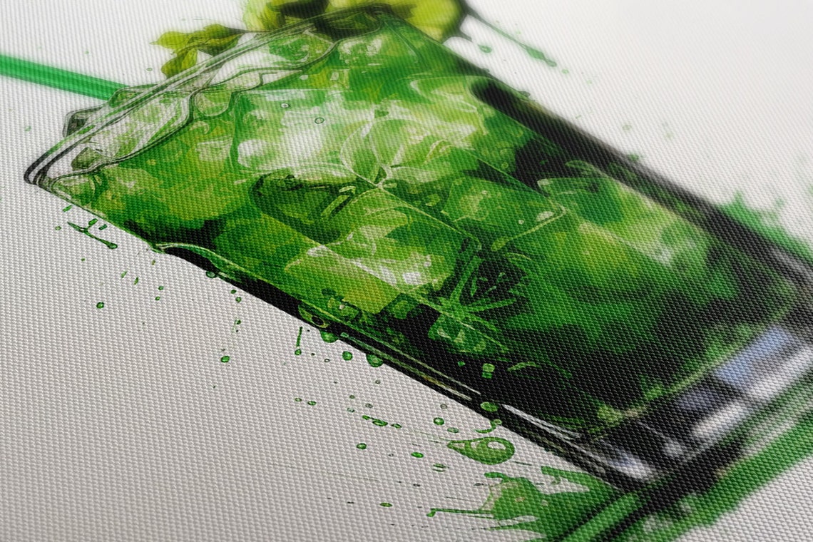 Green Mint Mojito Cocktail Watercolor Kitchen Decor Wall Print - Image 4