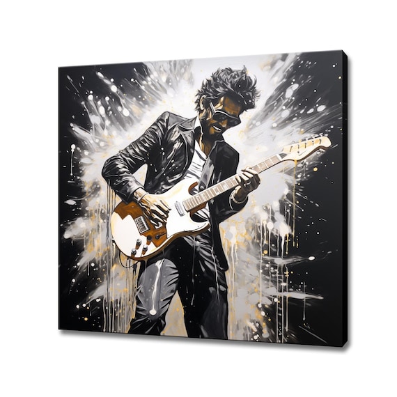 Electric Guitar Player Rock Musician Painting Splatter Art Music Poster