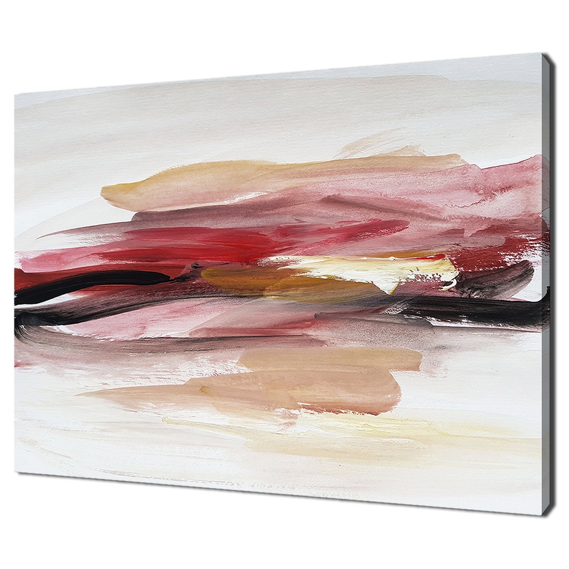 Pastel Watercolor Brushstroke Lines Rose Gold Blush Abstract Wall Art