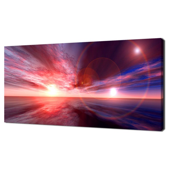 Beautiful Pink Red Purple Sun Boost Sunset Modern Design Home Decor Print Wall Art Picture Wall Hanging