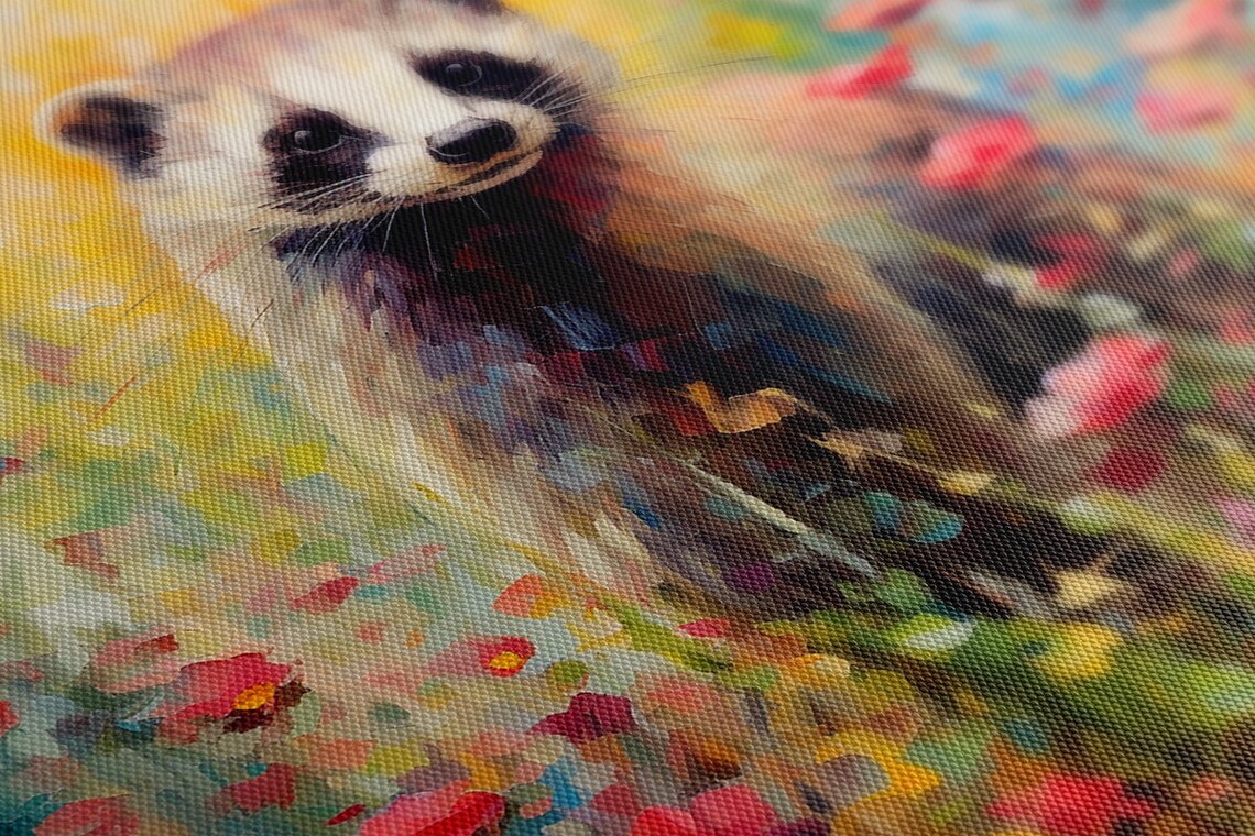 Ferret In Flowers Field Animal Print Gift For Ferret Lover Colourful Ferret Portrait Painting Print Ferret Pet Wall Art - Image 4