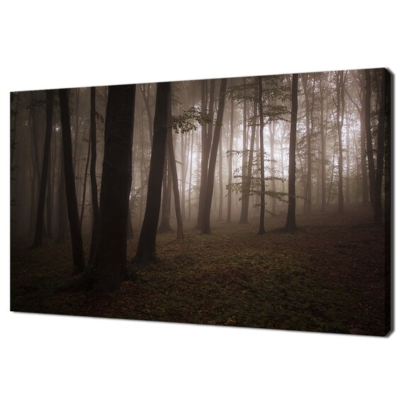 Mystical Foggy Forest Brown Sepia Modern Design Home Decor Print Wall Art Picture