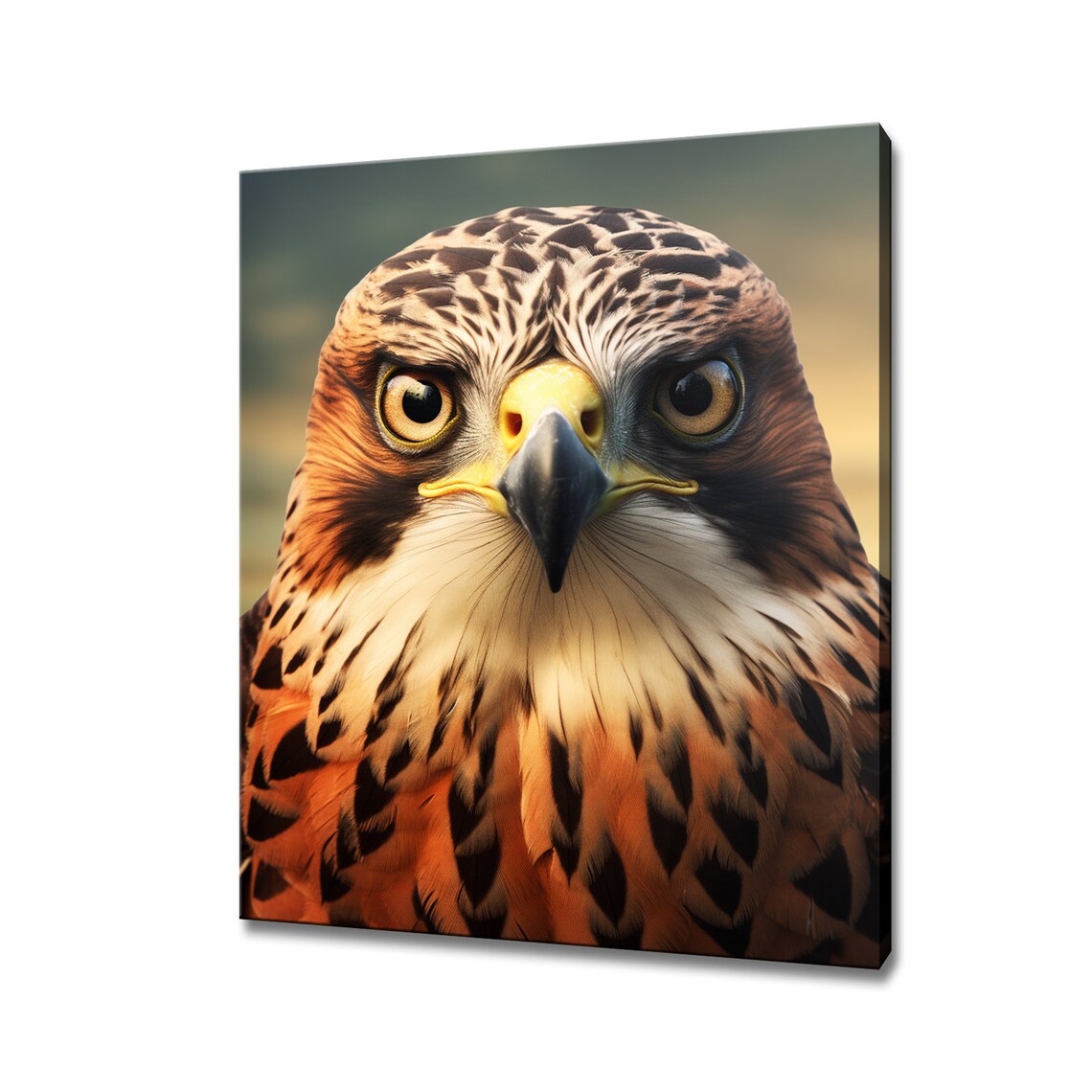 Falcon Bird Face Portrait In Warm Light Raptor Close-Up Wall Poster