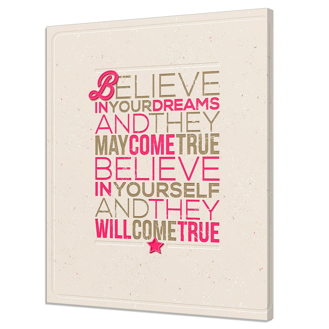 Believe in Your Dreams Motivational Quote Pink Gold Wall Poster
