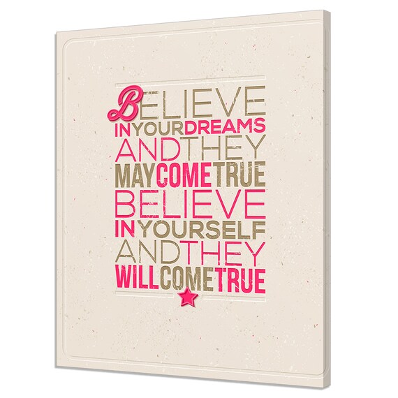 Believe in Your Dreams Motivational Quote Pink Gold Wall Poster