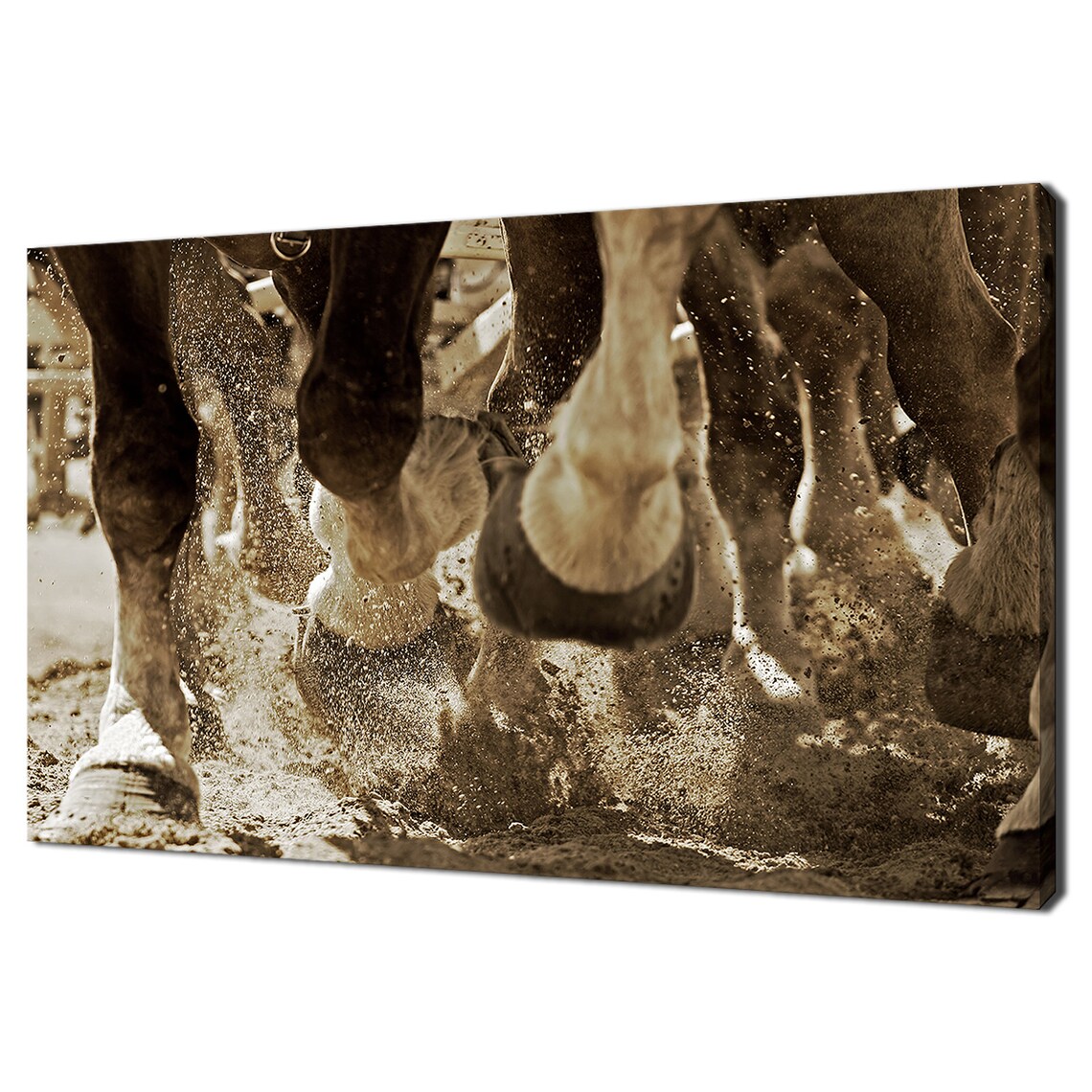 Galloping Horse Hooves Dust Sepia Tone Power Motion Animal Poster