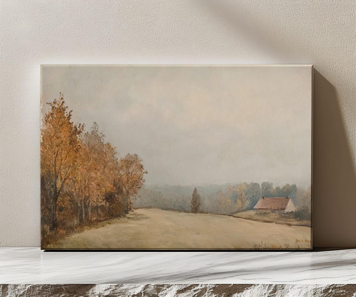 Autumn Landscape Vintage Countryside Cottage Painting Style Print Farmhouse Decor Art Nature Picture Wall Hanging Fine Art Print - Image 3