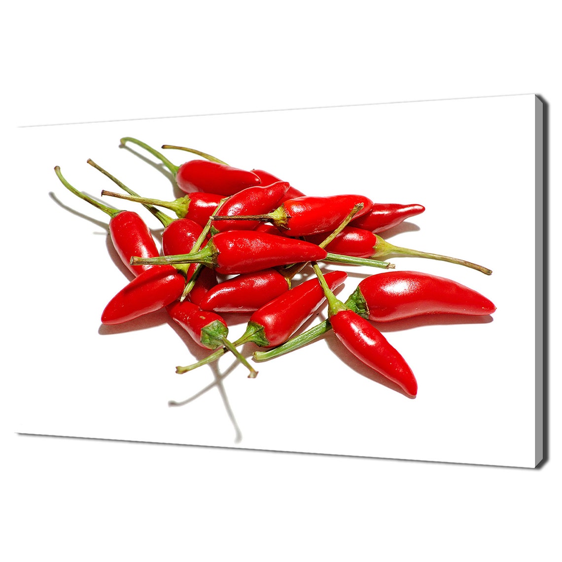 Pile Of Red Chili Peppers Green Stems Vibrant Kitchen Decor Print