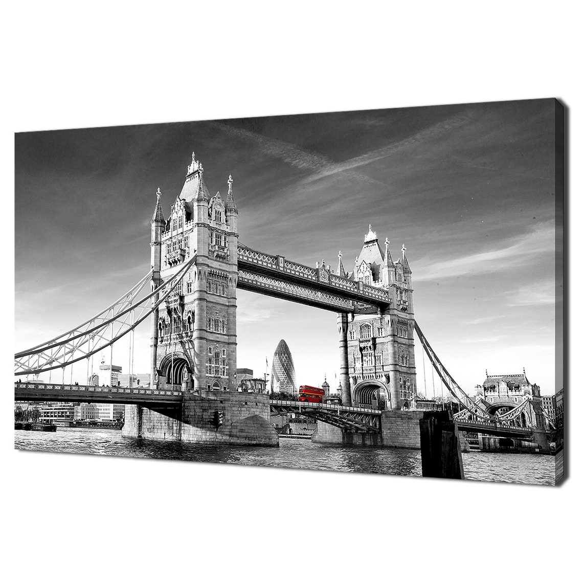 Tower Bridge London Red Bus Black White Selective Color Thames Poster