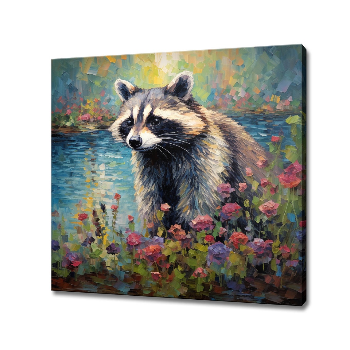 Cute Raccoon Animal Print Gift For Raccoon Lover Colourful Raccoon Portrait Painting Print Raccoon Pet Wall Art