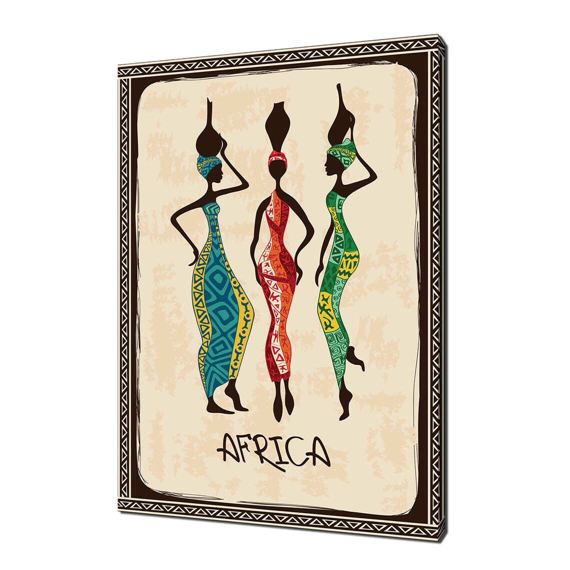 Africa Tribal Women Traditional Dresses Colorful Silhouette Wall Art