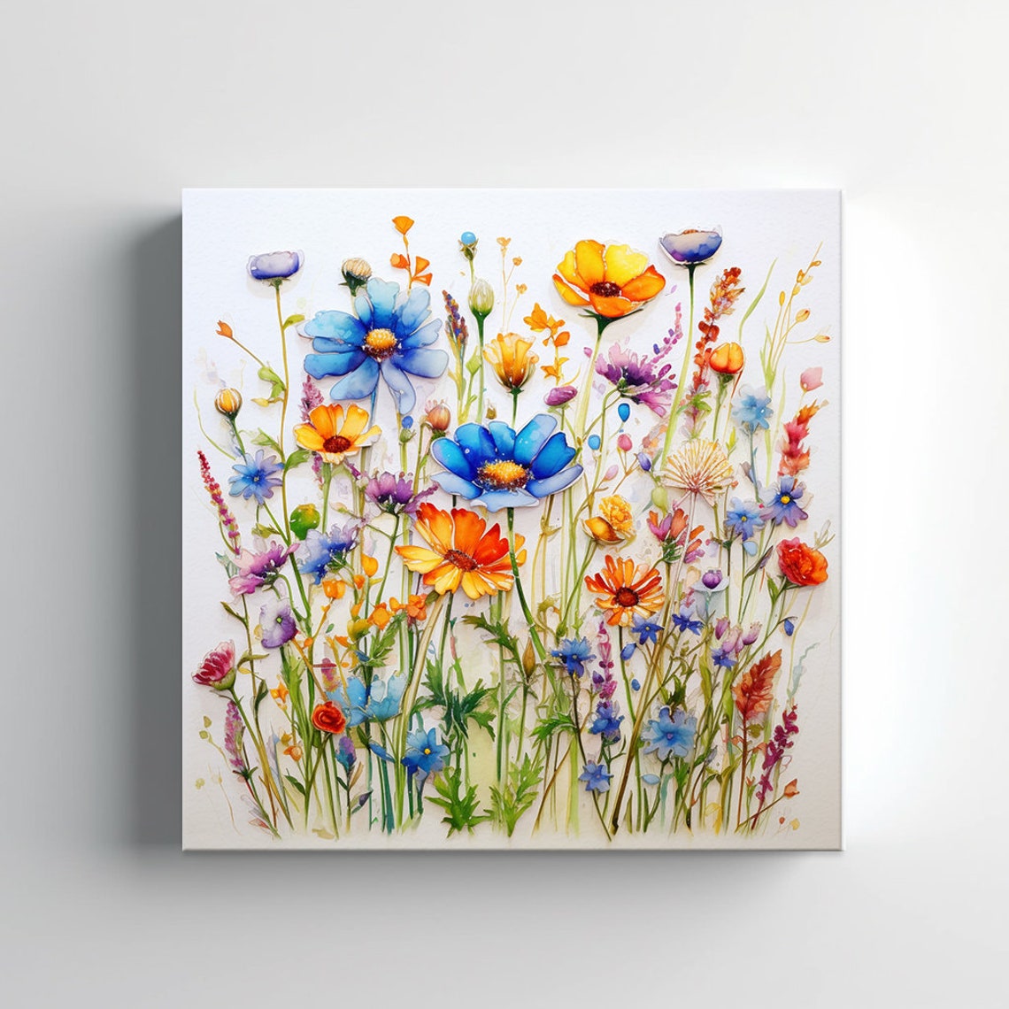 Colorful Wildflowers Watercolor Painting Bright Botanical Wall Art - Image 3