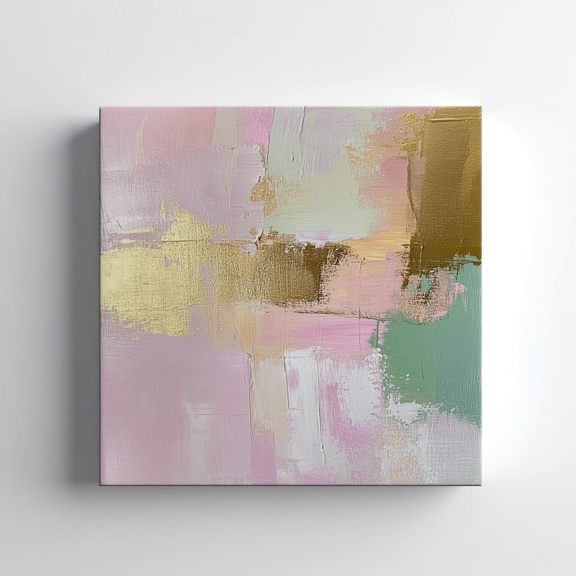 Abstract Pastel Brush Strokes Pink Gold Green Modern Art Print