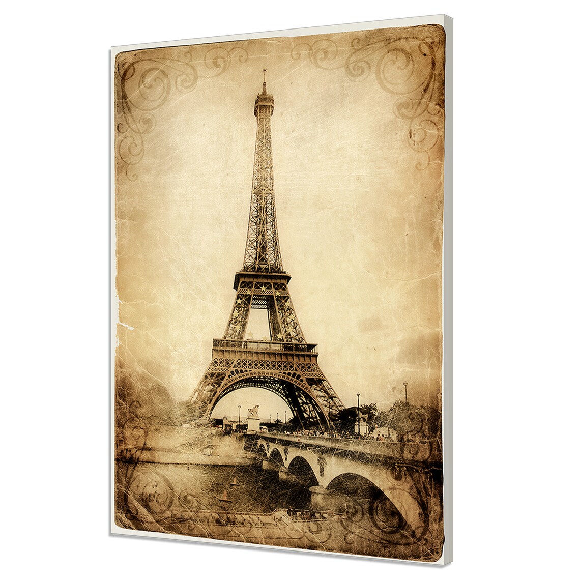 Eiffel Tower Paris France Vintage Sepia Grunge Style Travel Poster