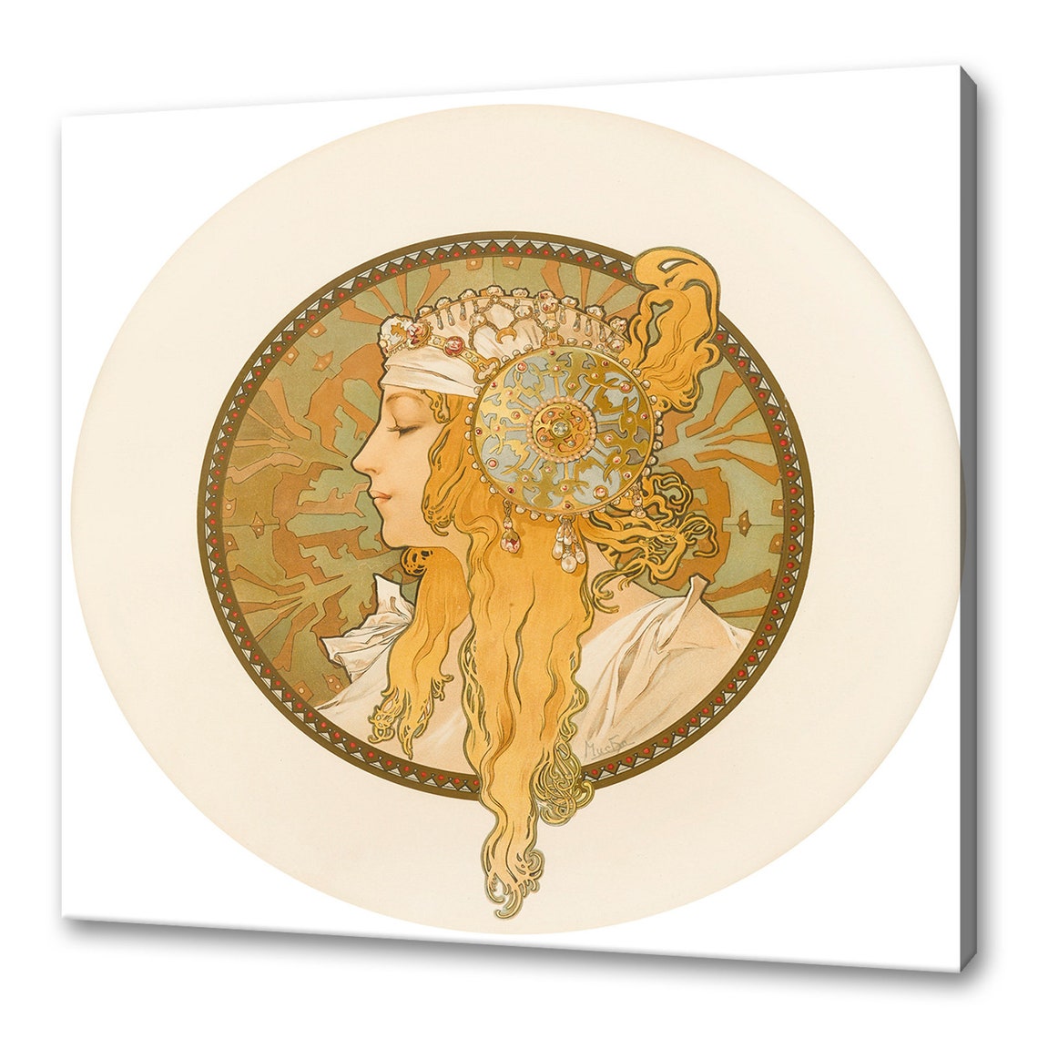 Alphonse Mucha Tete Byzantine Blonde 1897 Art Nouveau Profile Wall Art