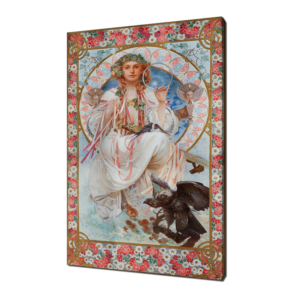 Alphonse Mucha Slavia 1908 Woman Eagle Art Nouveau Reproduction Poster