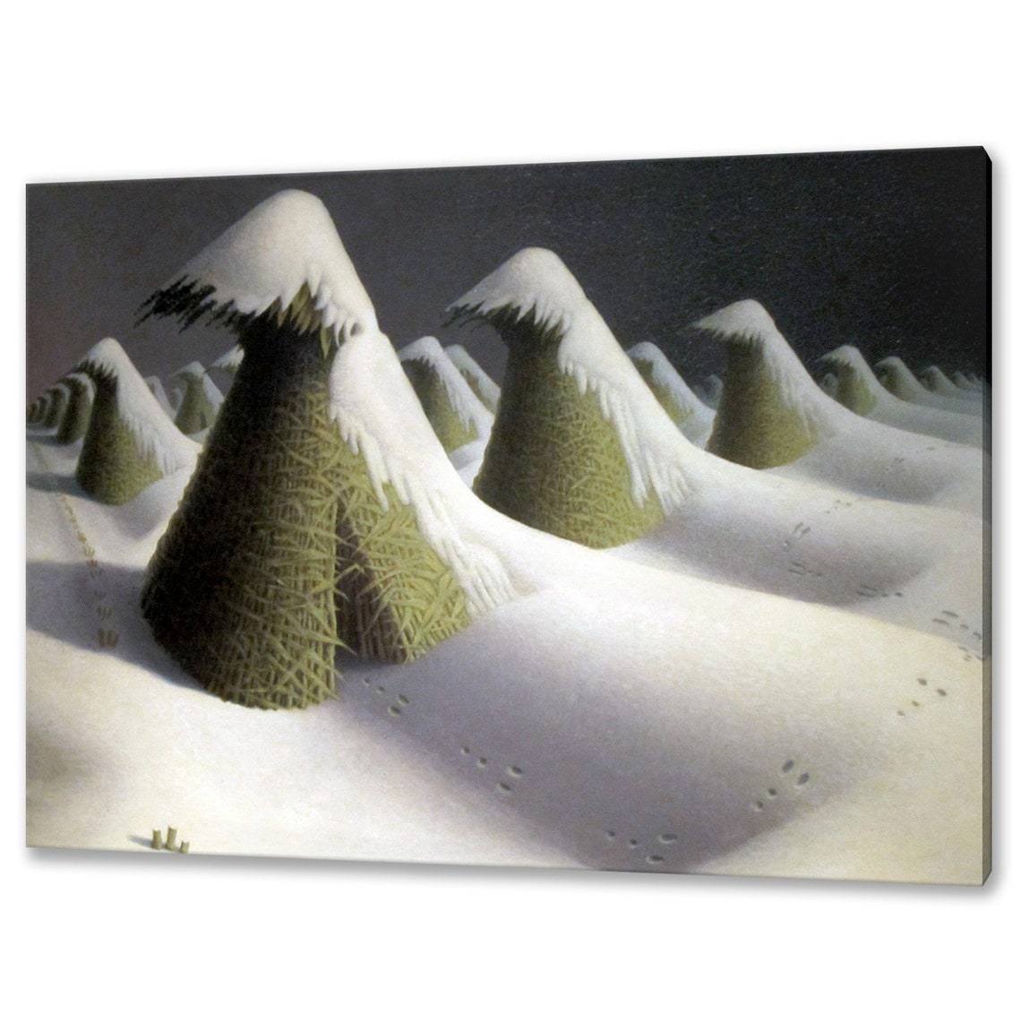 Grant Wood January Winter Corn Shocks Snowy Iowa Landscape Art Print