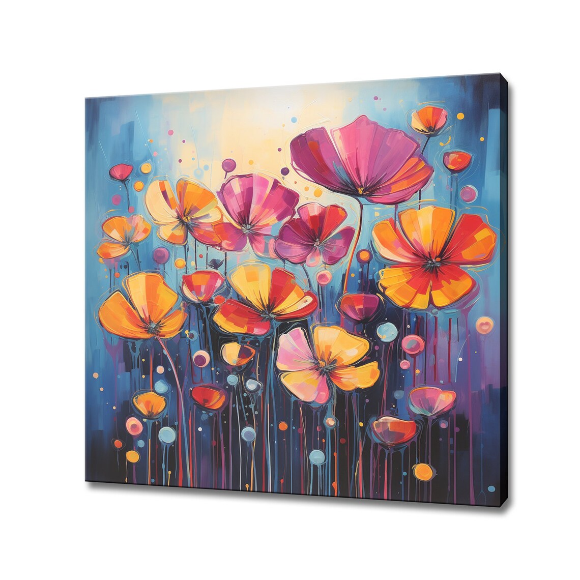 Colourful Bouquet Of Poppies Flowers Oil Painting Style Print Wall Art Modern Floral Design Home Decor Botanical Flowers Wall Art