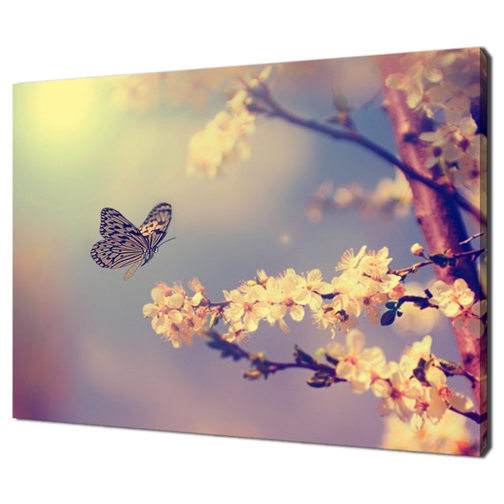 Vintage Butterfly Cherry Tree Flowers In Spring Modern Design Home Decor Print Wall Art Picture Wall Hanging