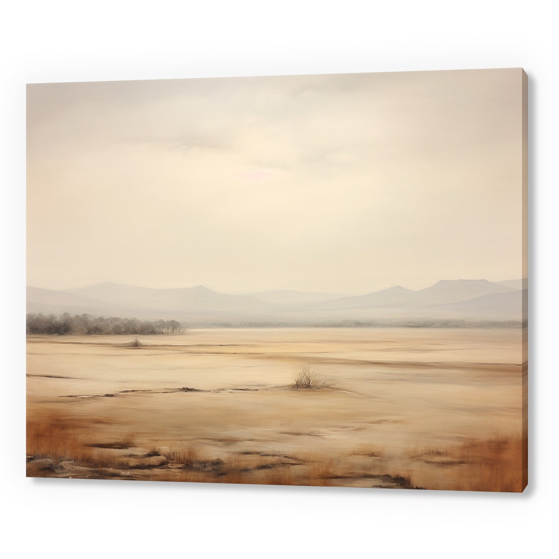 Vast Dry Plain With Distant Hills Minimalist Neutral Landscape Poster