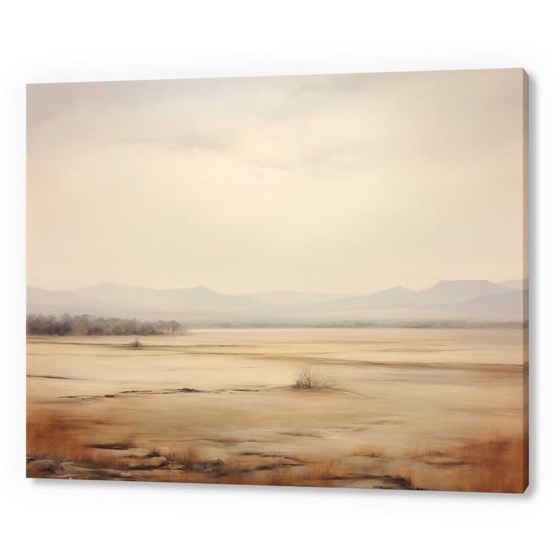 Vintage Country Dry Land Landscape Muted Moody Painting Style Print Farmhouse Decor Art Neutral Nature Picture Wall Hanging