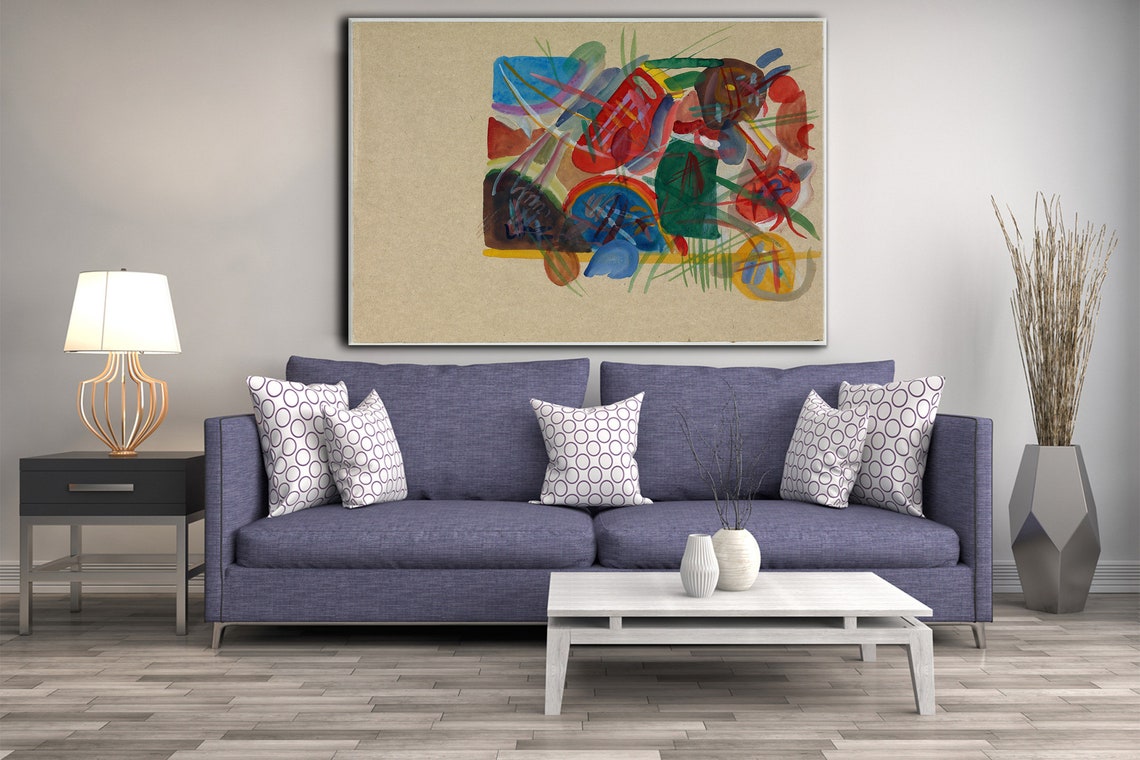 Wassily Kandinsky Aquarell Mit Wald Und Regenbogen 1913 Classic Design Abstract Decor Reproduction Print Wall Art - Image 2
