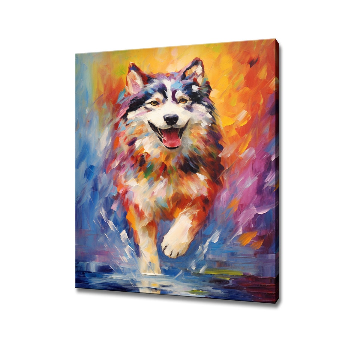 Alaskan Malamute Dog Animal Print Gift For Alaskan Malamute Dog Lover Colourful Dog Portrait Painting Print Dog Pet Wall Art