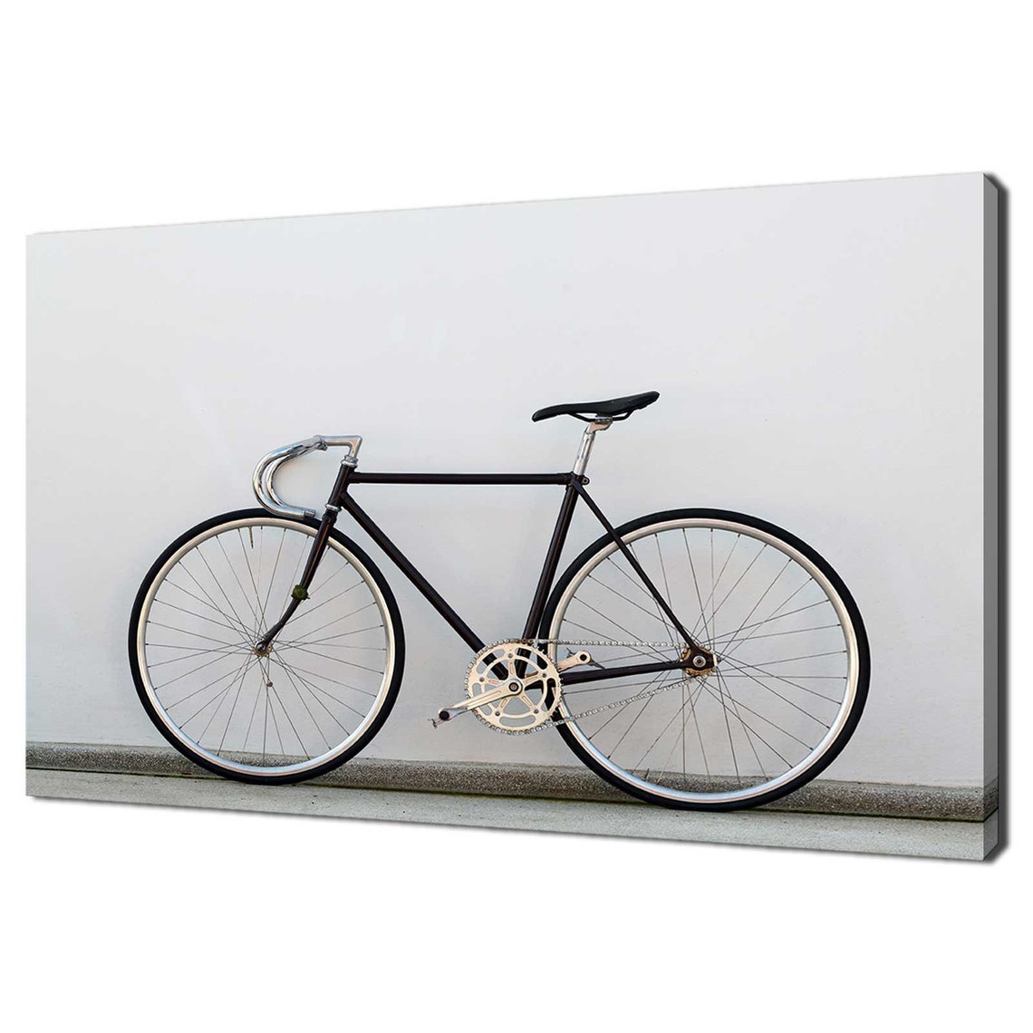 Vintage Black Road Bicycle Against White Wall Minimal Photo Art Print
