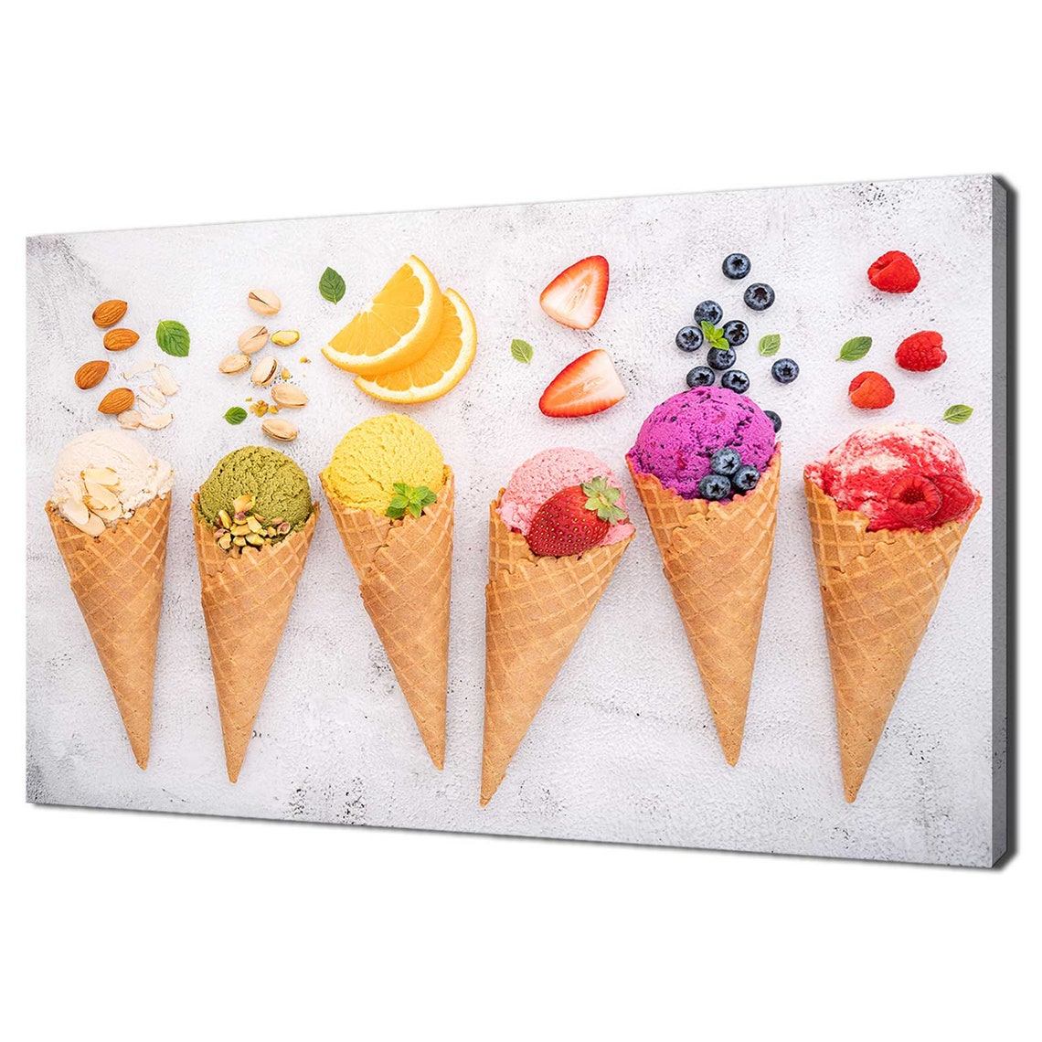 Colourful Ice Cream Cones Fruits Kitchen Modern Design Kitchen Home Decor Print Wall Art Picture