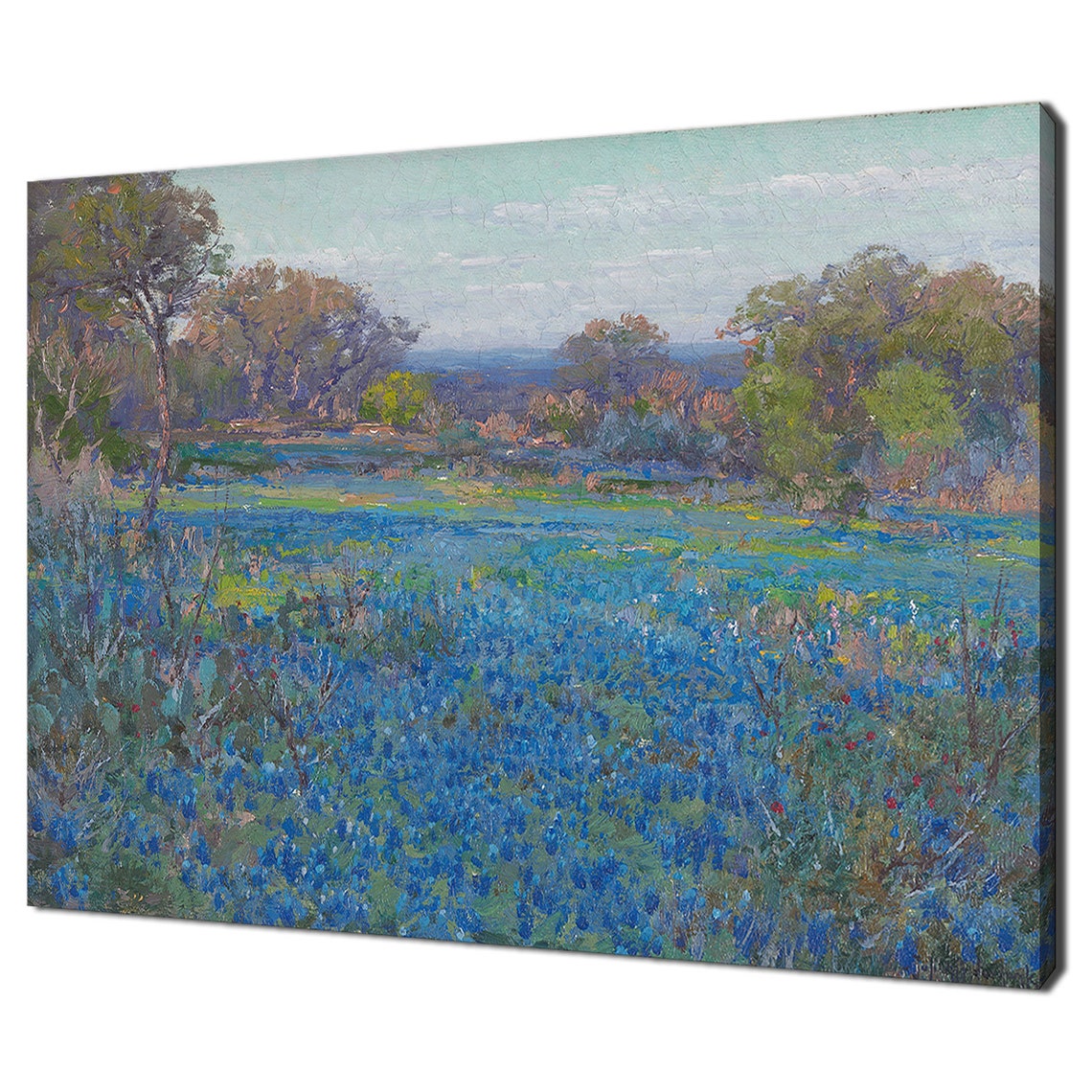 Texas Bluebonnet Field Vintage Impressionist Floral Meadow Poster