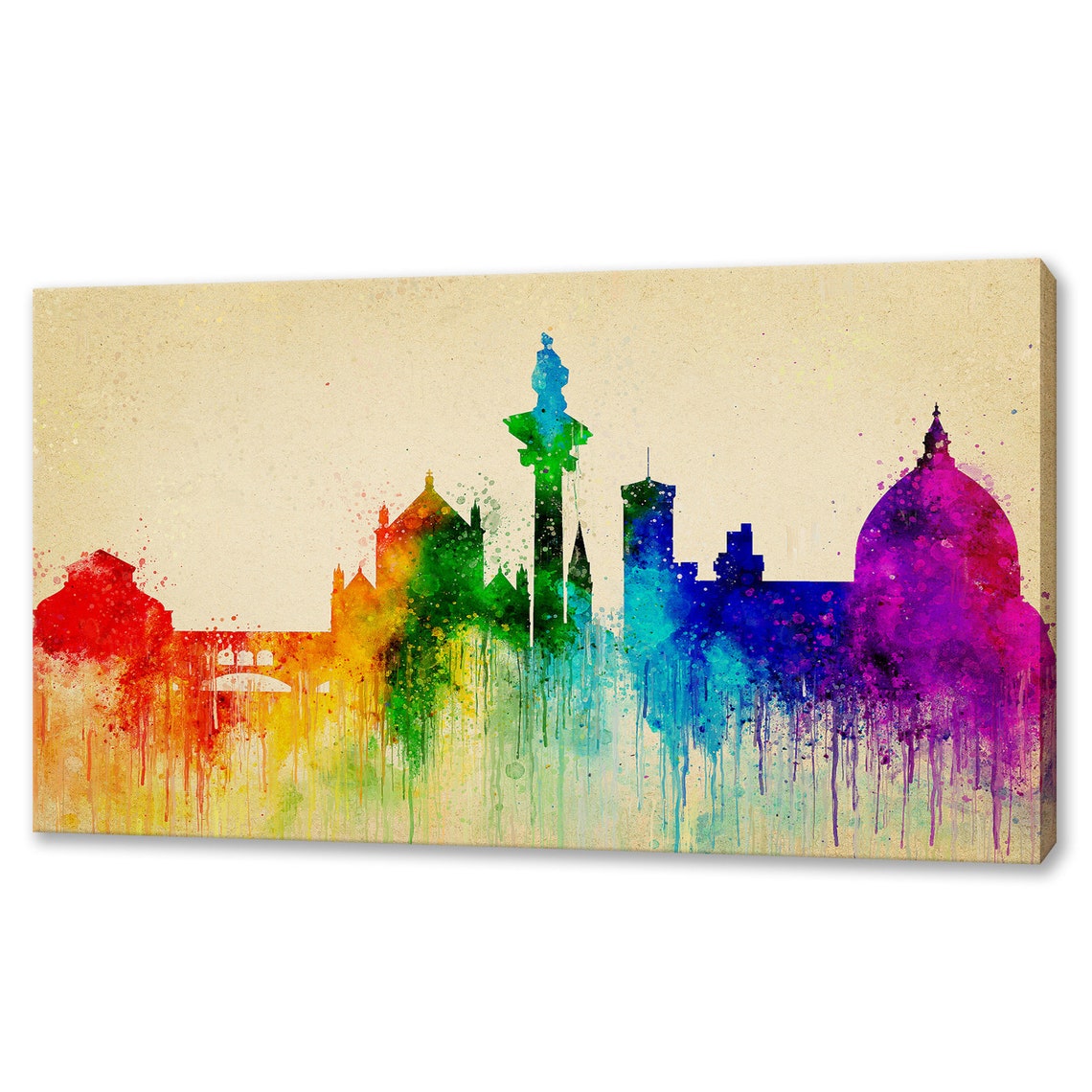 Florence Italy Rainbow Skyline Watercolor Duomo Cathedral Poster