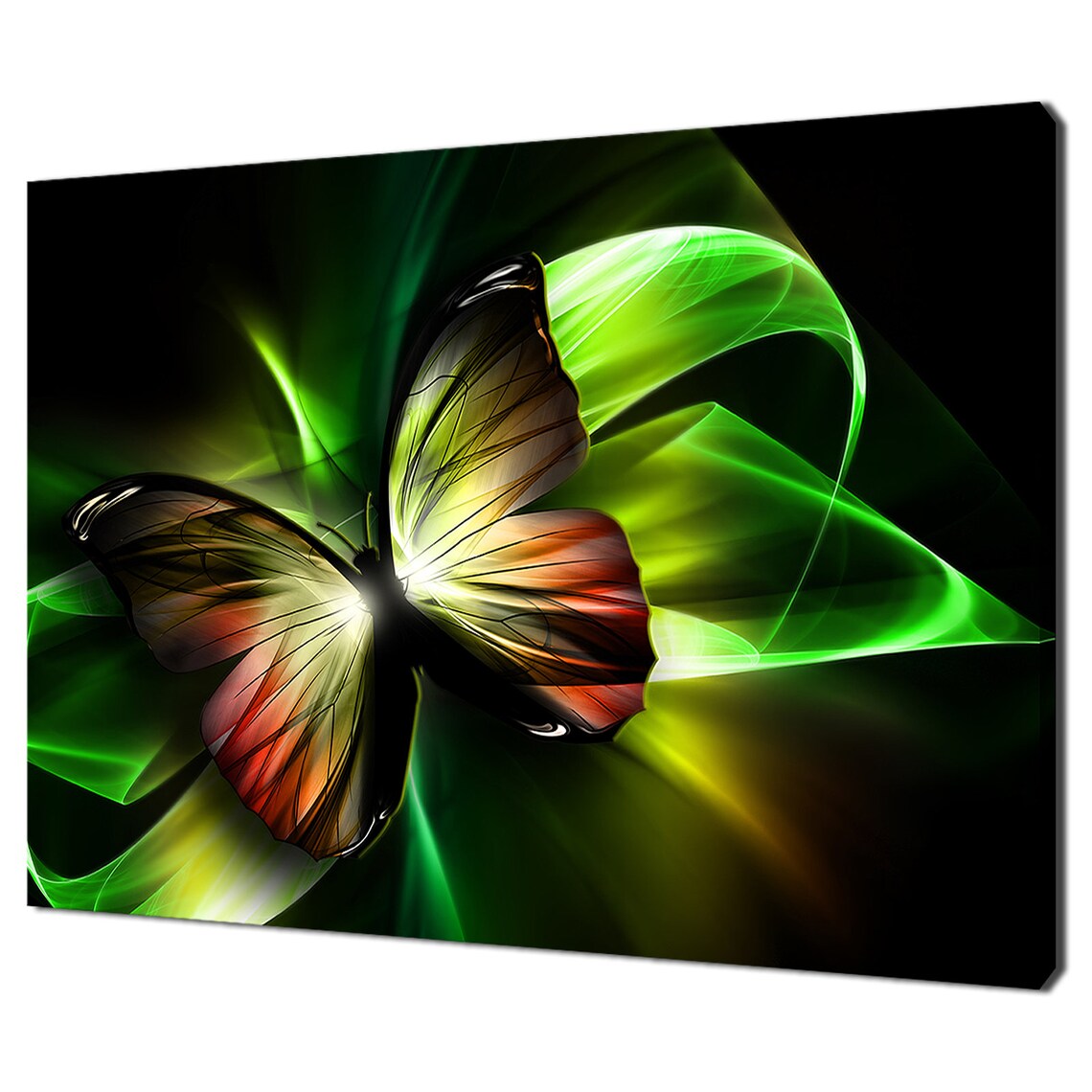 Modern Butterfly Art Print, Green and Red Design