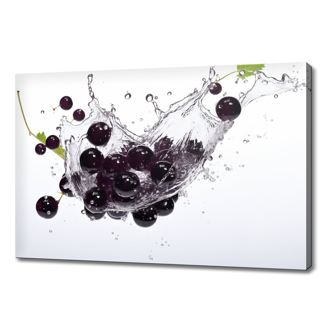 Black Currants Fruits Water Splash Print Colourful Kitchen Wall Art Fruit Print Modern Kitchen Restaurant Wall Decor