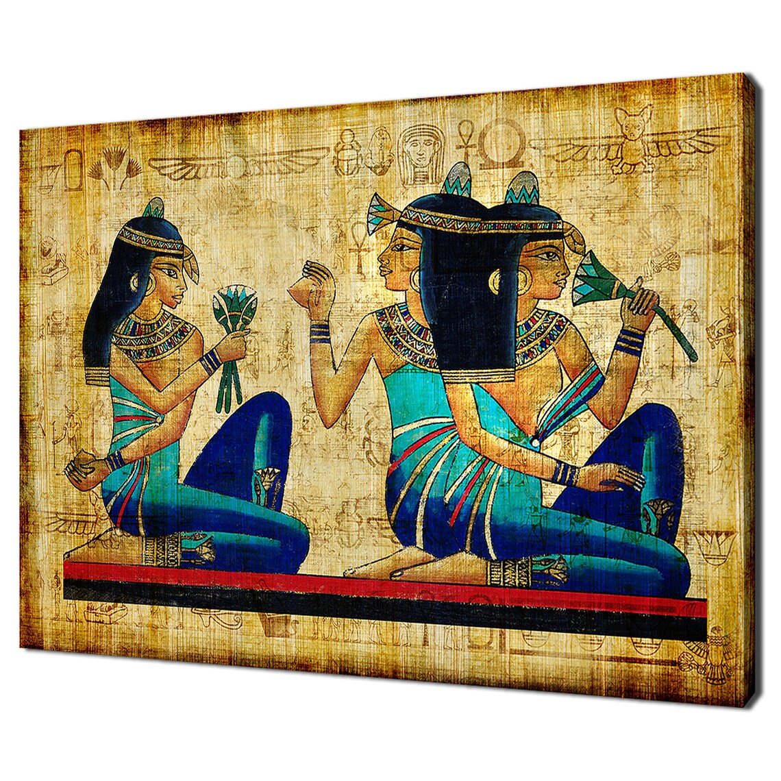 Ancient Egyptian Papyrus Women Hieroglyphic Art Wall Art Poster