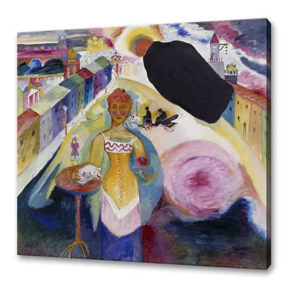 Kandinsky Lady In Moscow 1912 Expressionist Cityscape Art Wall Poster