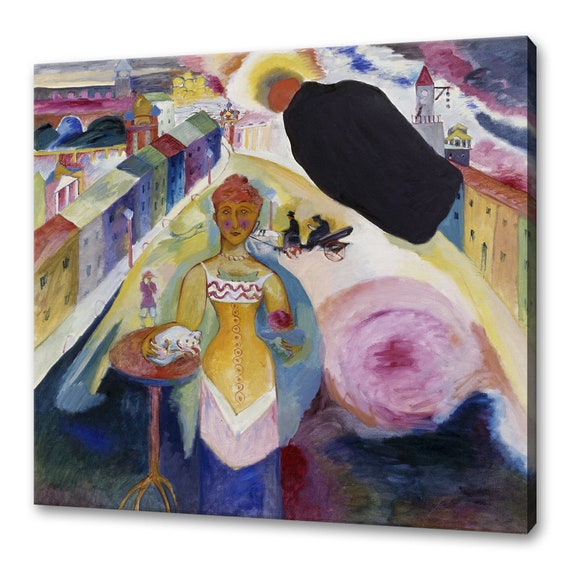 Wassily Kandinsky Lady In Moscow 1912 Classic Design Abstract Decor Reproduction Print Wall Art Picture