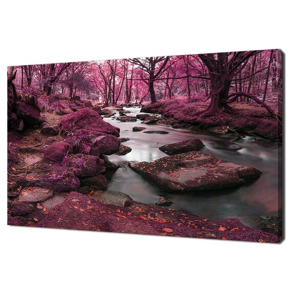 Magical Pink Forest With River, Modern Design