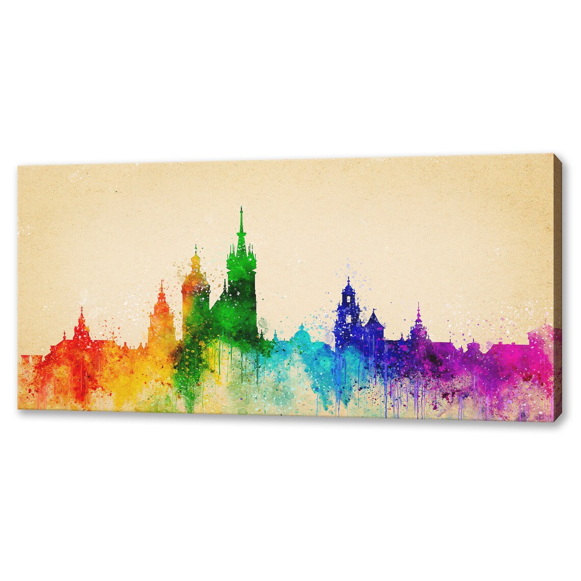 Krakow Poland Watercolor Skyline Travel Poster